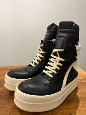 Rick Owen’s Mega Geobasket Chunky High Top Platform Sneakers  European Size 42